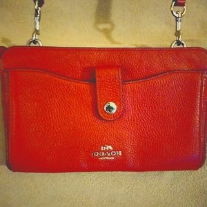Coach Noa Red Leather Crossbody Bag @ matching Wallet